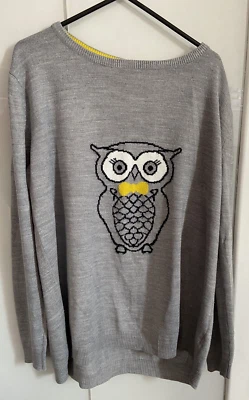 £8.50 • Buy Ladies Simply Be Size 14 Grey Jumper Owl Design Long Sleeved Lightweight Winter