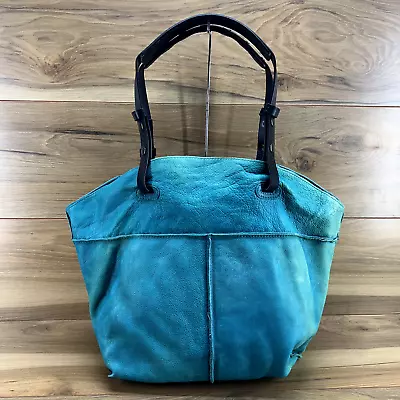 Anthropologie Holding Horses Teal Leather Large Tote Slouchy Bag • $29.88