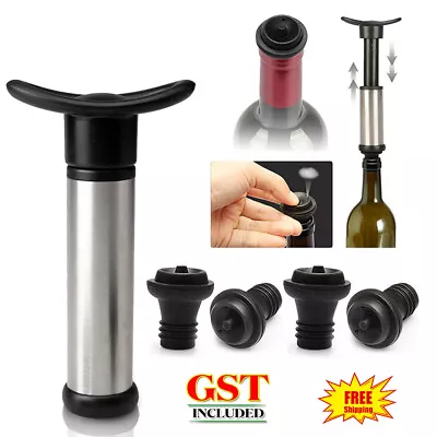 5X Wine Saver Vacuum Pump Sealer Preserver Set With 4 Valves Air Bottle Stoppers • $13.08