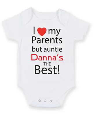 I Love My Parents But Auntie PERSONALISED BABYGROW VEST ROMPER GIFT PRESENT • £5.99