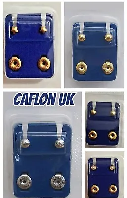 CAFLON Ear Piercing Studs Heart /Star/Pearl/ Ball /Clear/Claws-2mm4mm5mm *NEW* • £4.50