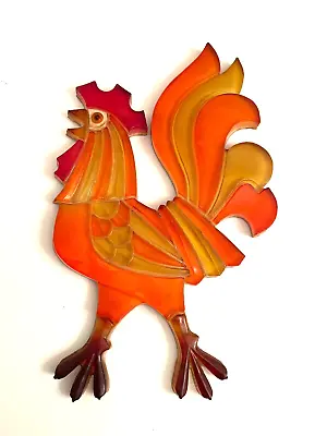 Vintage 1960's MCM Retro Kitchen Wall Plaque Wondermold Rooster Lucite Large 18  • $50