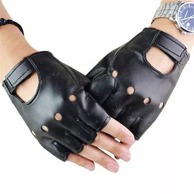 Fashion Men's Fingerless Driving Gloves Soft Genuine Real Leather Motorcycle New • $7.15