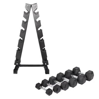 $479 • Buy Set Of 2.5kg To 15kg Hex Dumbbell & Storage Rack Bundle (6 Pairs - 105kg)