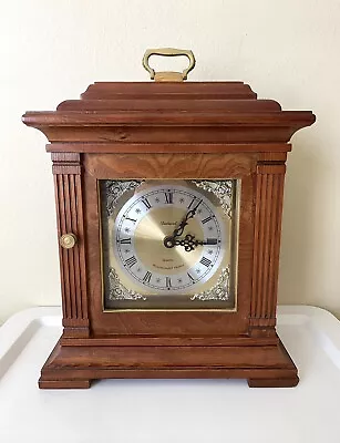 EUC Dunhaven Rare Vintage Wood Mantel Clock Quartz Westminster Chime Brown • $120