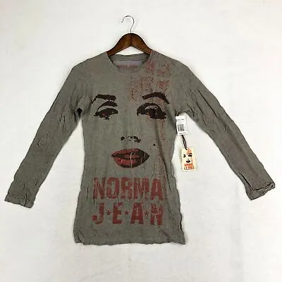 Norma Jeane NWT Women's Small Grey Long Sleeve Marilyn Monroe Shirt MSRP $75 • $33.70