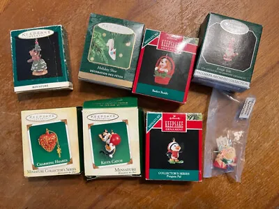 Hallmark Miniature Ornaments Lot 8 Puppy Kitty Santa Christmas • $47.99