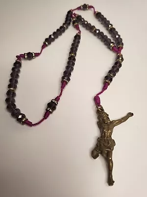 $25 • Buy Cristo Roto Rosary Beads Purple Eggplant Mexican Import  Broken Christ  Rosario 