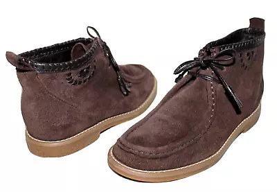 Jack Rogers USA Katies Whipstitch Premium Suede Leather Lace-Up Moc Boots 7.5 • $48.99