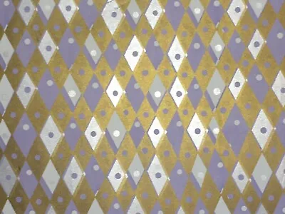 Vtg Christmas Wrapping Paper Gift Wrap Nos Mcm Purple Gold Silver Harlequin • $7.49