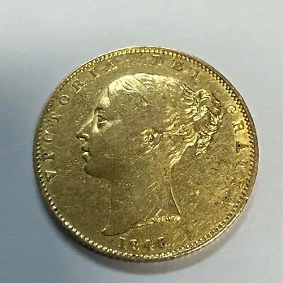 1846 Gold Sovereign  QUEEN VICTORIA SHIELD BRITANNIA Coin GREAT BRITAIN .2354 • $1000