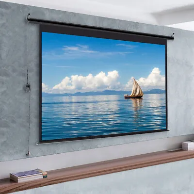 Electric Motorized Projector Screen Home Cinema 72/84/92/100/120inch With Remote • £79.95