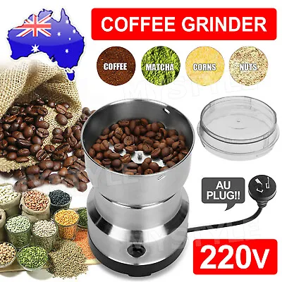Electric Coffee Grinder Grinding Milling Spice Matte Stainless Steel Blender • $13.95