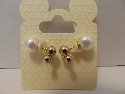 Disney Parks Mickey Mouse Ears Pearl Pierced Earrings • $19