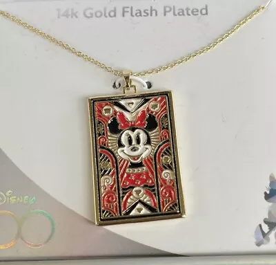 Disney 100 Anniversary Minnie Mouse Necklace ~ 14K Plated ~ New In Box • $9.99