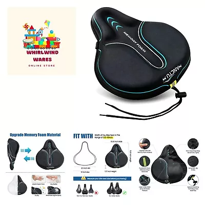 Bike Seat Cushion Cover Memory Foam Large Wide Bicycle Saddle Soft For Men W... • $37.99