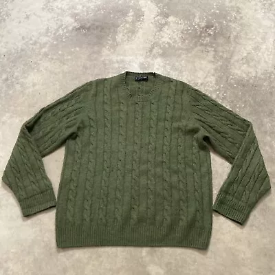 Brooks Brothers 4 Ply Cashmere Sweater Mens Sz Medium Green Cable Knit Scottland • $199.98