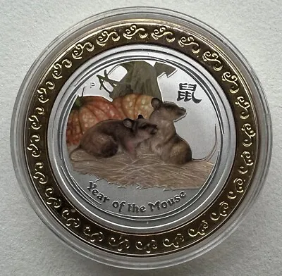 Australia 2008 Lunar Chinese Rat / Mouse Zodiac Year Color Silver Coin 1/2oz • $32