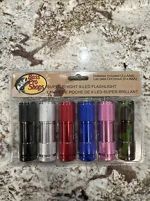 Bass Pro Shops 6pk Super Bright 9-Led Flashlight • $6