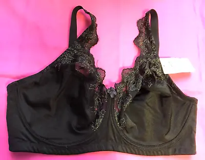 Valbonne Bra 42E Black/Gold Full Cup Underwired Non Padded BA7159 New With Tags • £11