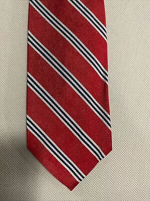 BROOKS BROTHER Silk Red With White Stripes Design Tie BRAND NEW • $29.99