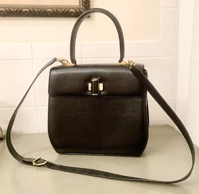 Authentic Salvatore Ferragamo Vintage Black 2Way Crossbody Tote Shoulder Bag • $299