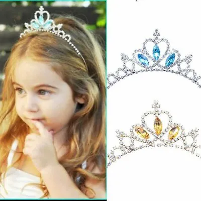 Kids Girls Child Tiara Princess Crown Wedding Prom Rhinestones Crystal Headband • £4.61