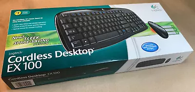 NEW Sealed Logitech EX100 BLACK Cordless Desktop Computer Keyboard & Mouse Set • $37.99