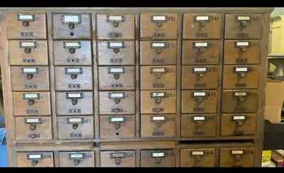 Vintage Library Card Catalog Cabinet 60 Drawer Full Size Great Sturdy Needs Love • $800