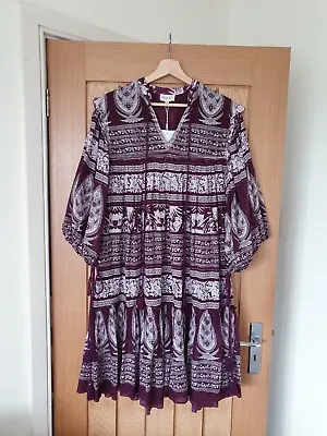 Bnwt Vtg Style Indian Cotton Block Print Dress Boho Hippy Ethnic Smock Ibiza S M • $87.11