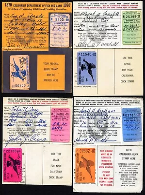 4 California Pheasant Hunting Licenses 1970 - 1973 With Validating Stamps • $10.95