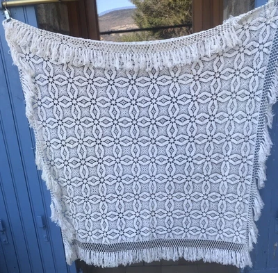 £35.99 • Buy Stunning Vintage Hand Crochet  French  Table Cloth /Bed Throw / Shawl  4 Ft Sq.