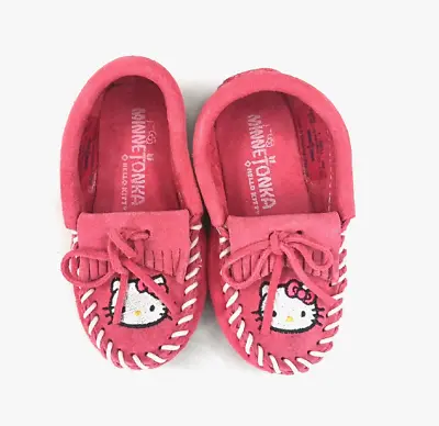 Minnetonka Hello Kitty Child's Moccasins - Size 7 - Pink - 2-AA10 • $29.99