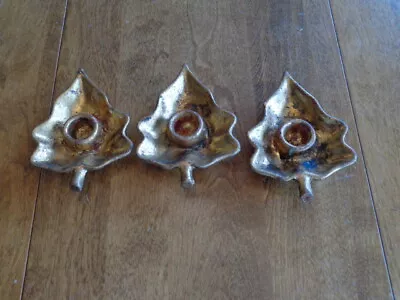 Vietri Italian Gold Gilt Candle Holders Lot Of 3 • $18