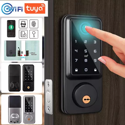 Wifi Smart Door Lock Front Deadbolts APP Fingerprint Card Keyless Digital Keypad • $94.80