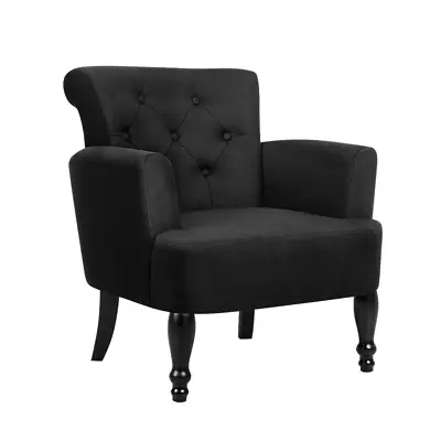 $179.88 • Buy Artiss Wingback Armchair Lothair Armchairs Accent Lounge Chair Sofa Fabric Black