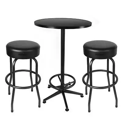 3 Pcs Shop Table & Stool Set Bar Height Pub Table Workbench Workshop Garage New • $96.89