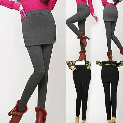 £16.18 • Buy Women Winter Warm Tight Plus Velvet Thicken Skirt Pants Stretch Slim Leggings