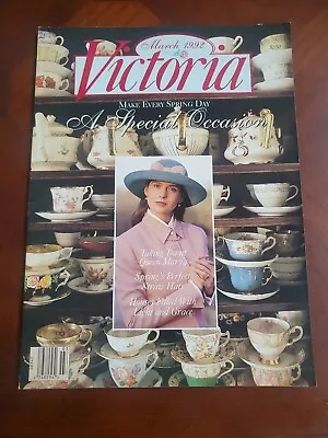 Single 1992 Victoria Magazine March Issue #3 Spring Daffodils Tea Sets Hats Herb • $9.95