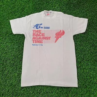 Vintage 1988 Sport-Aid Marathon Shirt S/XS 16x25 (M) The-Race-Against-Time USA • $38.02