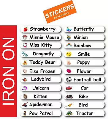 IRON ON Personalised Name School Uniform Stickers Clothing Tags Kids 25pcs • £2.99