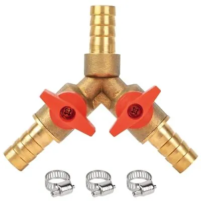 3 Way Shut-Off Valve Y Shaped Ball Valve For Water/Fuel/Air 3/8 Hose Barb • $15.36