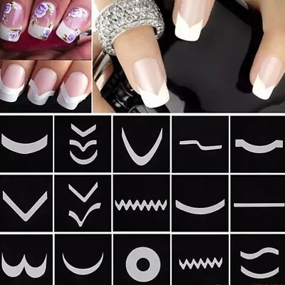 White French Manicure DIY Nail Art Tips Guide Stickers Stencil Styling Tool NH20 • $1.59