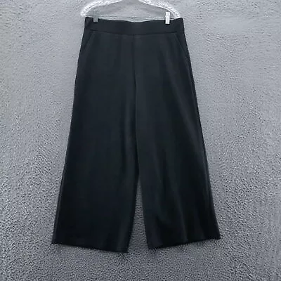 Cable & Gauge Womens Soft Modal Wide Leg Crop Pants Large Black Pull On Comfort • $22.99