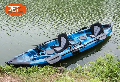 $899 • Buy Jetocean 3.7M 2.5 Seaters 2+1 Double Family Fishing Kayak Blue Black Mixed