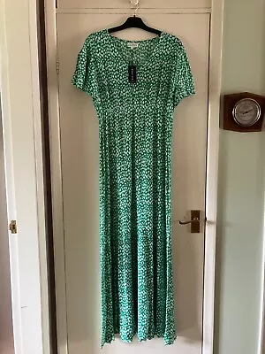 Aspiga Green & White Maxi Dress Keely Frill Size M 12 NEW • £45