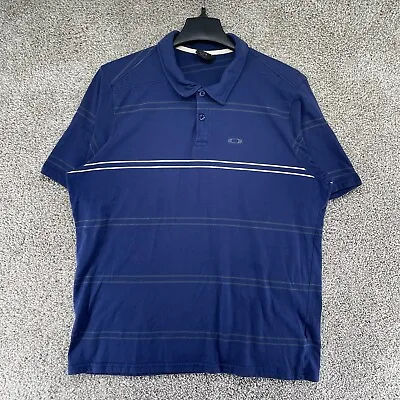 Oakley Polo Shirt Mens L Large Blue Striped Golf Casual Short Sleeve Logo • $5.66