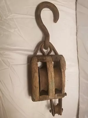 Antique Single Block & Tackle Pulley Boston & Lockport Block Co • $30