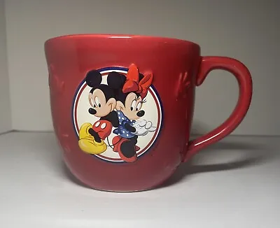 Disney Mickey & Minnie Mouse Red Coffee Cup Mug Embossed 16 Oz Hallmark • $8.99