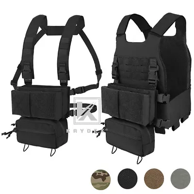 KRYDEX Low Vis Slick Plate Carrier 2in1 Micro Fight Chest Rig Placard Drop Pouch • $115.95